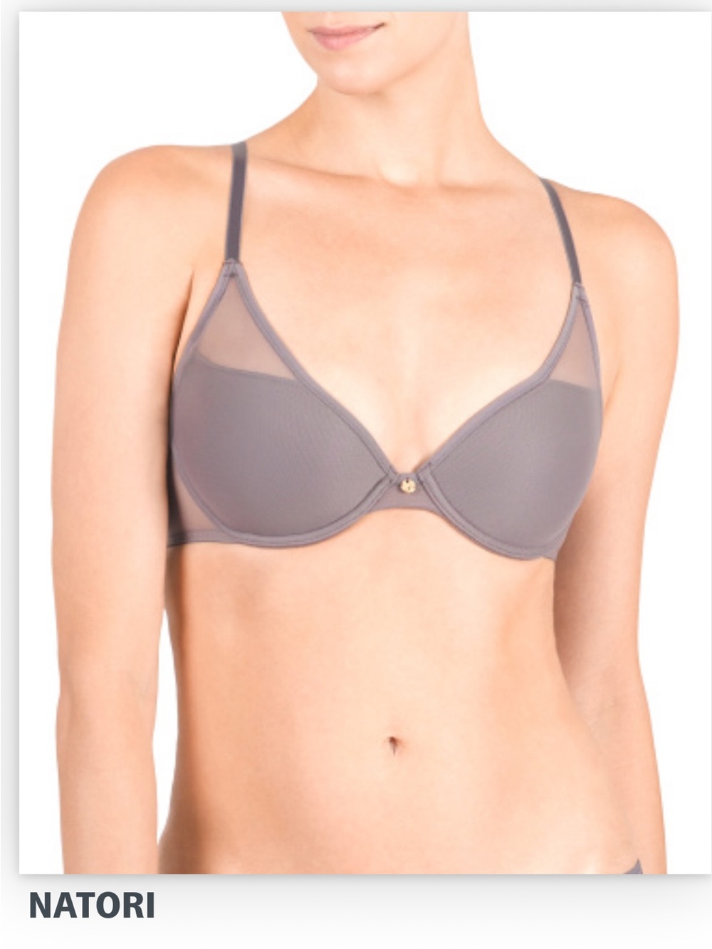 Natori Taupe Contour Underwire Bra with Sheer Insets